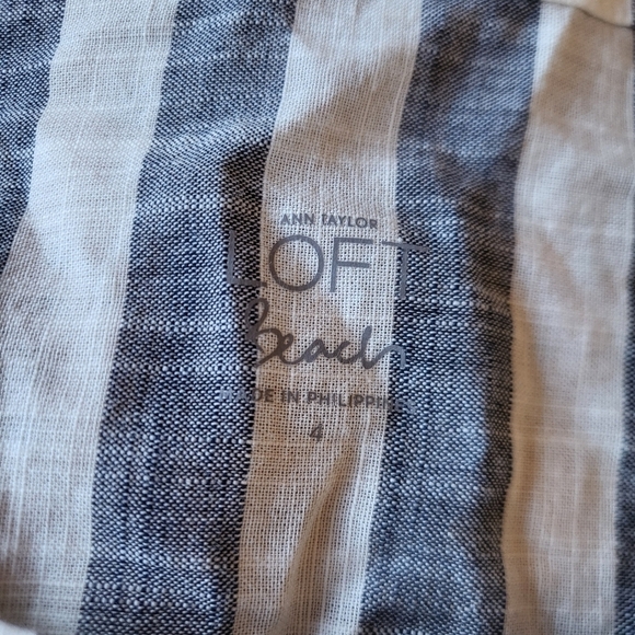 EUC Ann Taylor Loft Beach Striped Romper Navy White Cotton Size 4 - Picture 10 of 12